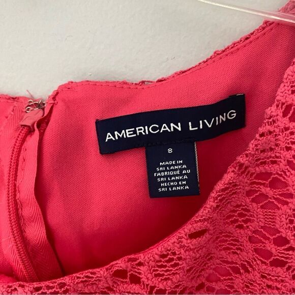 American Living Women’s Scoop Neck Sleeveless Lace Detail Hot Pink Sheath Dress - Picture 2 of 3